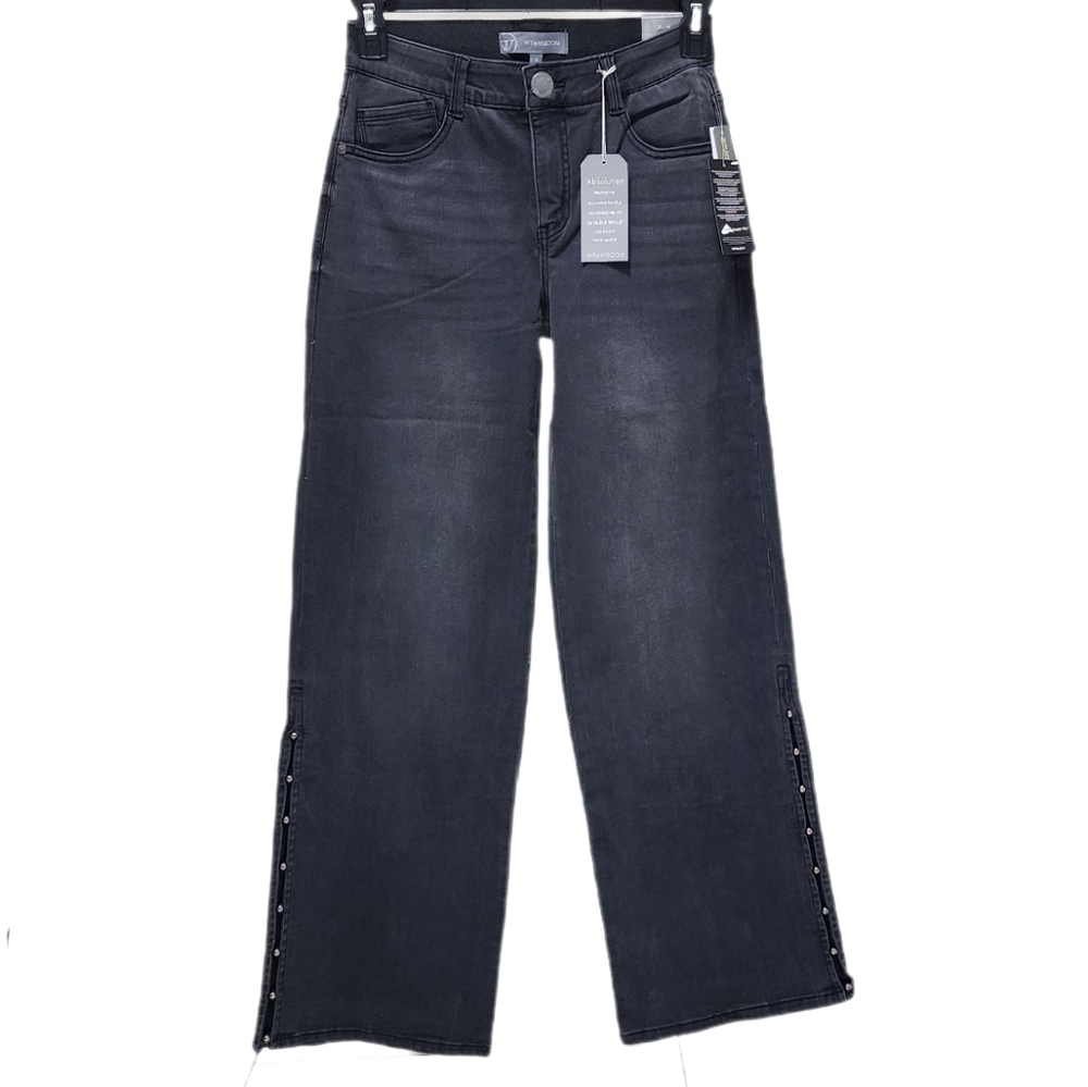 Wit & Wisdom Jeans Wide Leg Pearly beads Cut-outs High Rise Ab Solution size 4